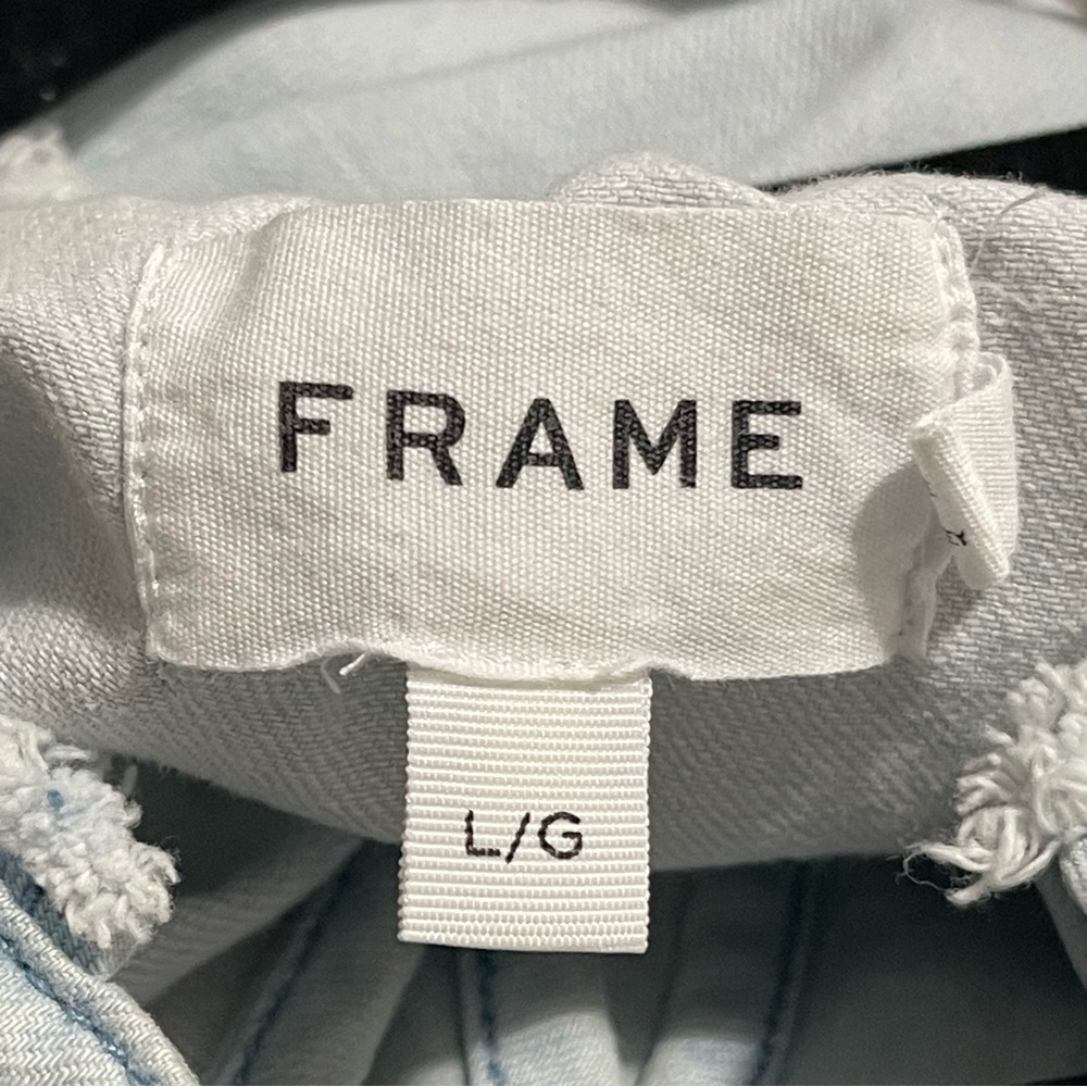 Frame‎ Denim Frame Deep V Ruffle Collar Top Size L - Picture 10 of 14